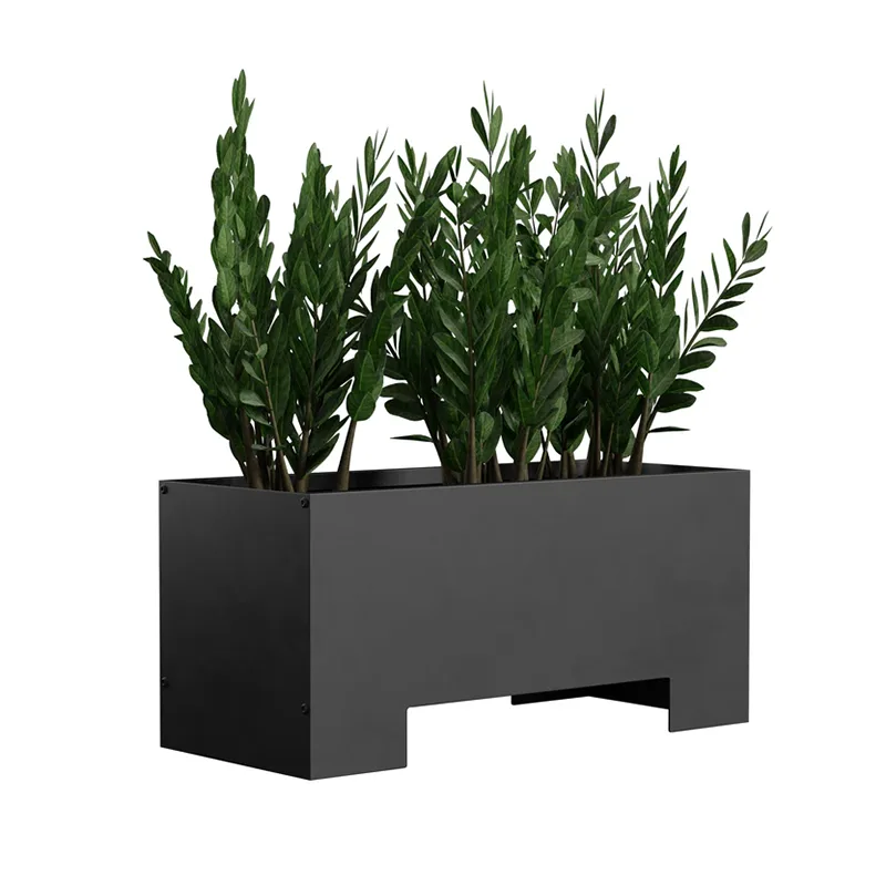 Chậu trồng cây ngoài trời hình chữ nhật có đế nâng